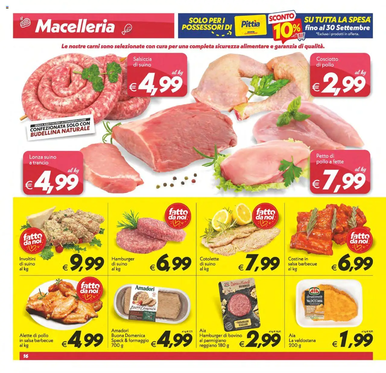 Volantino SuperConveniente del 18.09.2025 | Pagina: 16 | Prodotti: Bovino, Formaggio, Salsiccia, Parmigiano reggiano