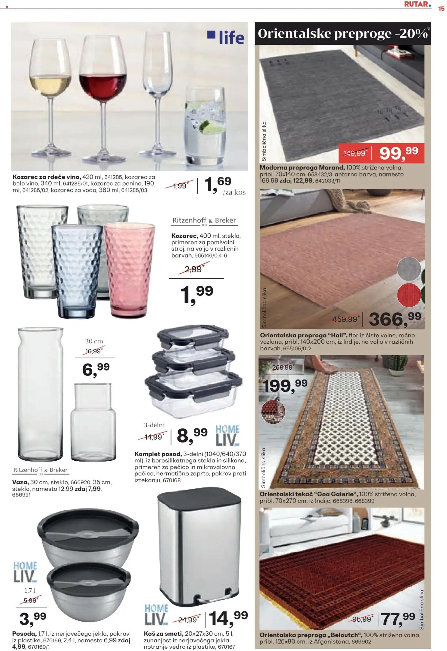 Novi Rutar katalog ponudbe – veljaven od 28.01.2026 | Stran: 15 | Izdelki: Kozarec, Kos, Preproga, Vedro