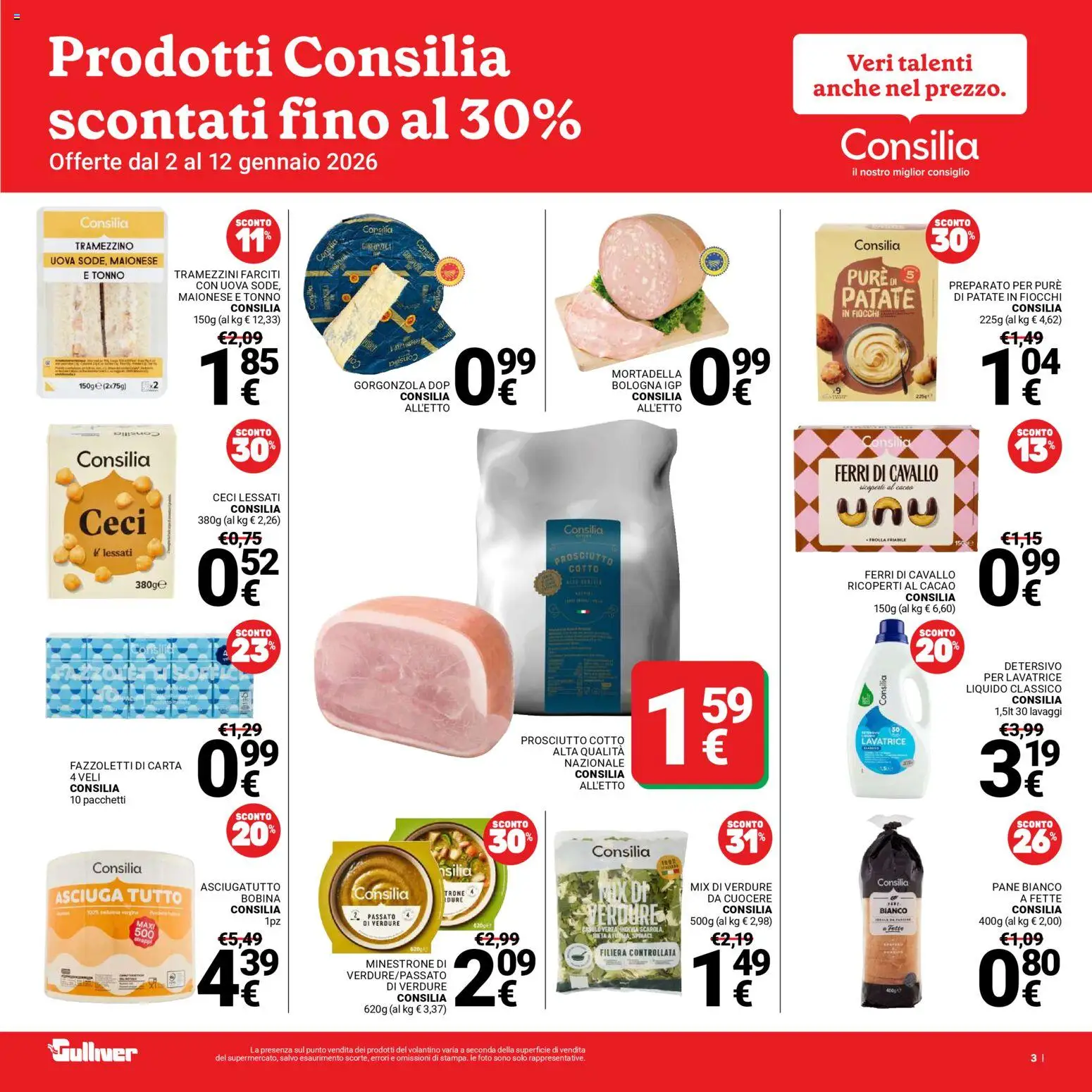 Volantino Gulliver del 02.01.2026 | Pagina: 3 | Prodotti: Fiocchi, Maionese, Tonno, Tramezzino