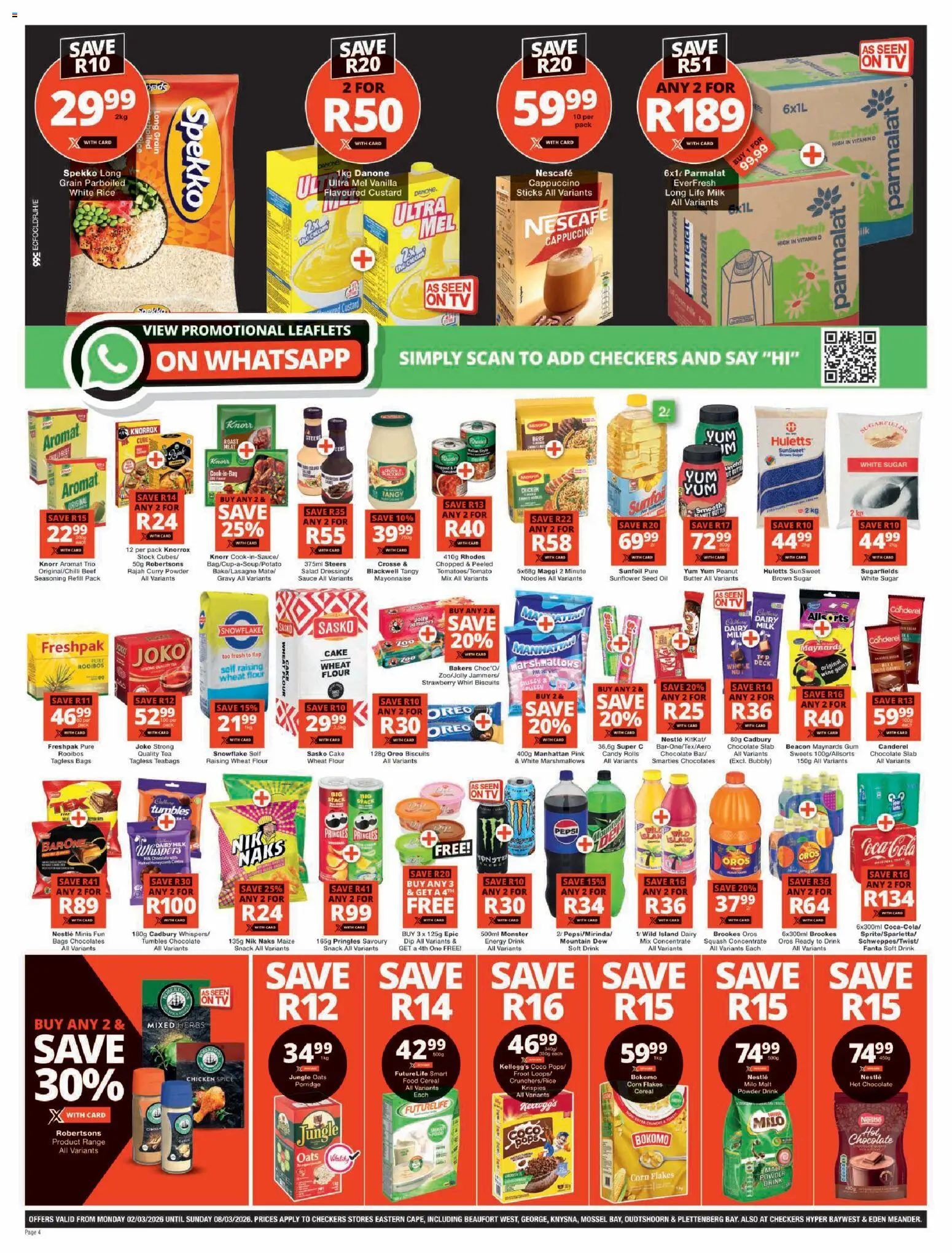 New Checkers catalogue – valid from 02.03.2026 | Page: 4 | Products: Milk, Stock, Salad, Herbs