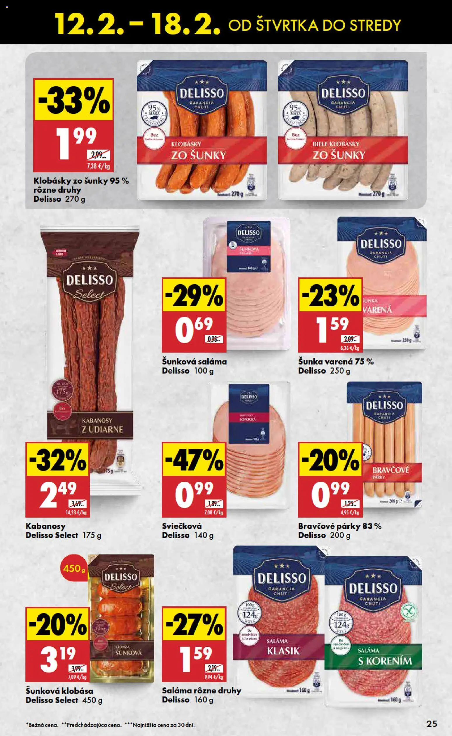 Nové Biedronka akcie – leták je platný od 12.02.2026 | Strana: 25 | Produkty: Saláma, Šunka, Klobása, Párky
