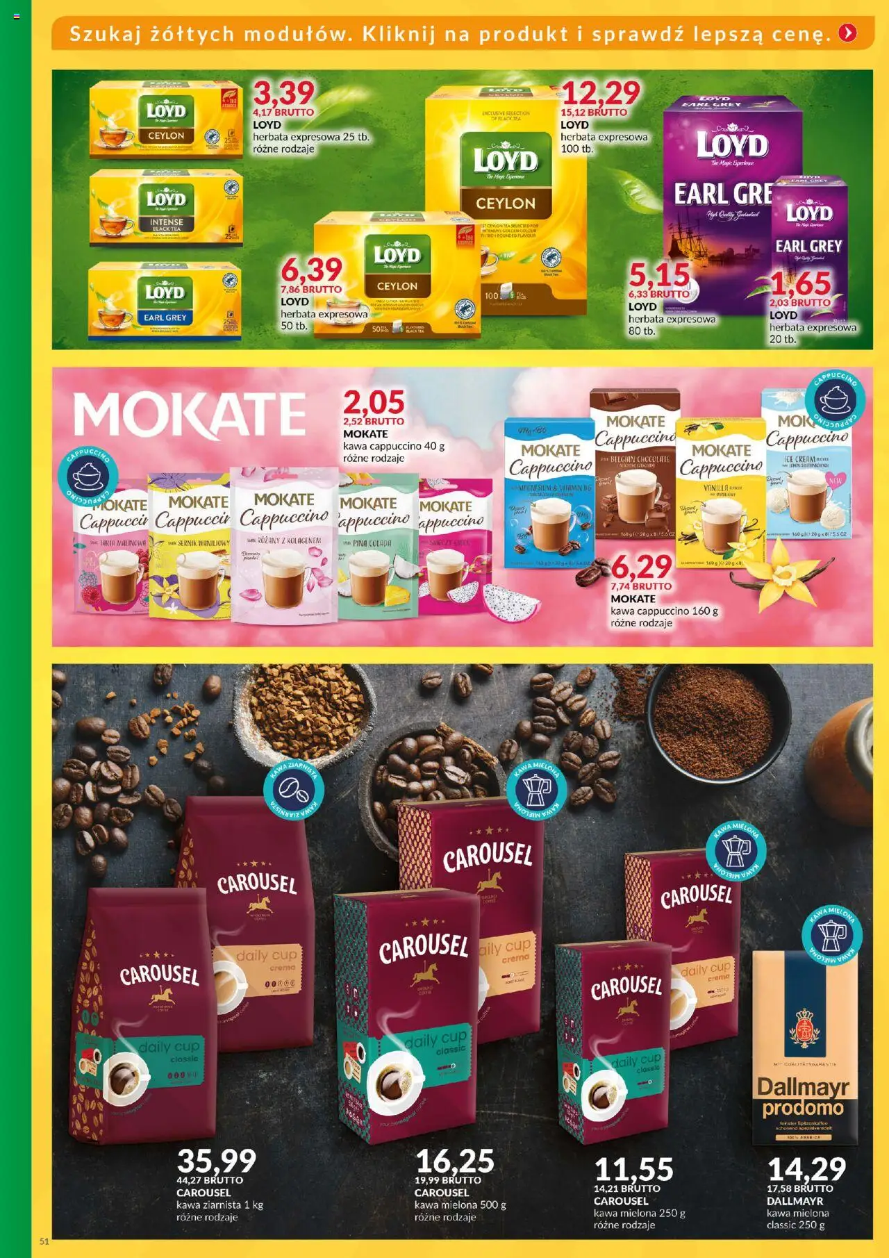 Eurocash Gazetka - Katalog Artykułów Spożywczych od 01.06.2025 | Strona: 51 | Produkty: Kawa ziarnista, Cappuccino, Kawa, Herbata