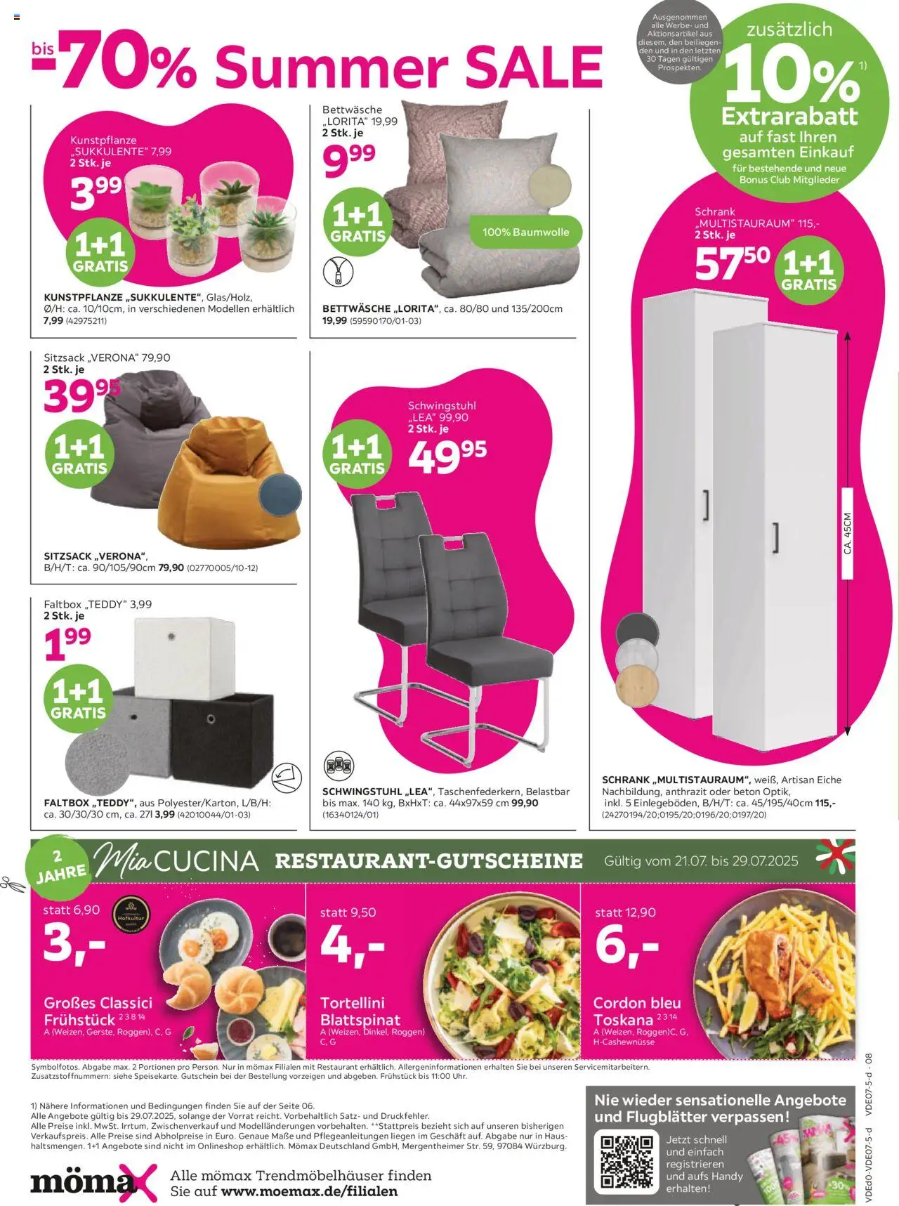 Mömax Prospekt 	 - gültig ab dem 21.07.2025 | Seite: 8 | Produkte: Sitzsack, Schrank, Bettwäsche