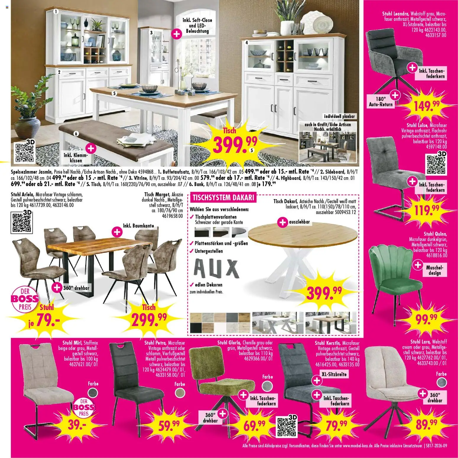 SB Möbel Boss Prospekt 	 – gültig ab 18.04.2026 | Seite: 9 | Produkte: Kissen, Tisch, Stuhl