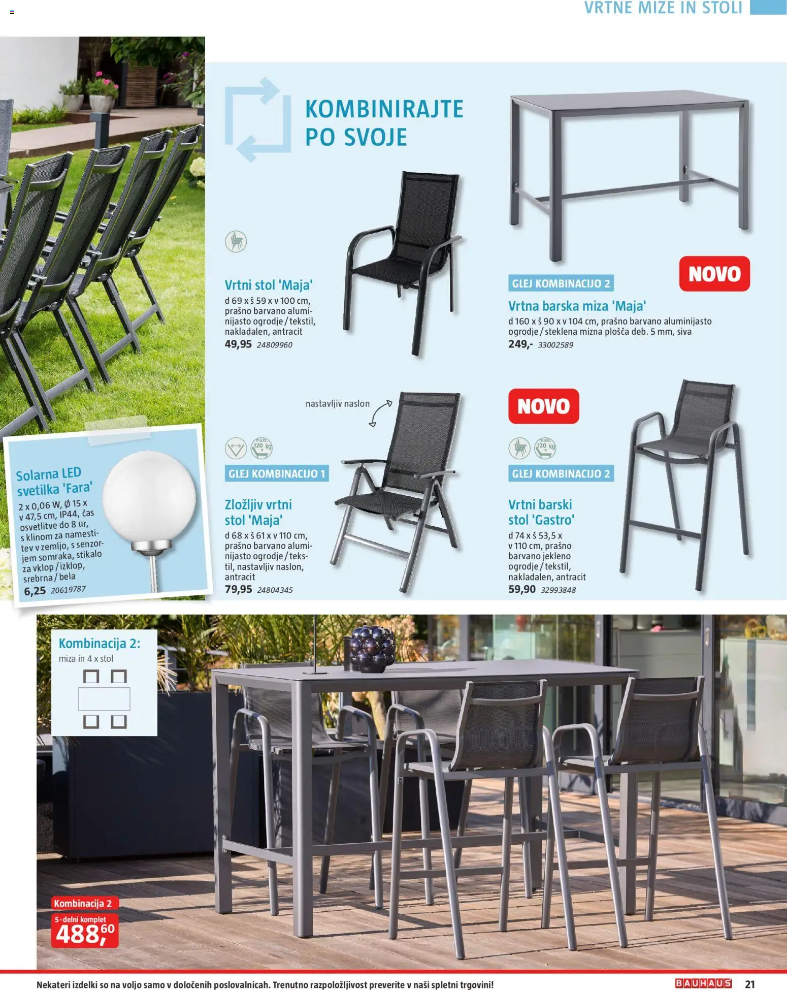 Novi Bauhaus katalog ponudbe – veljaven od 22.04.2026 | Stran: 21 | Izdelki: Vrtni stol, Miza, Stol, Svetilka