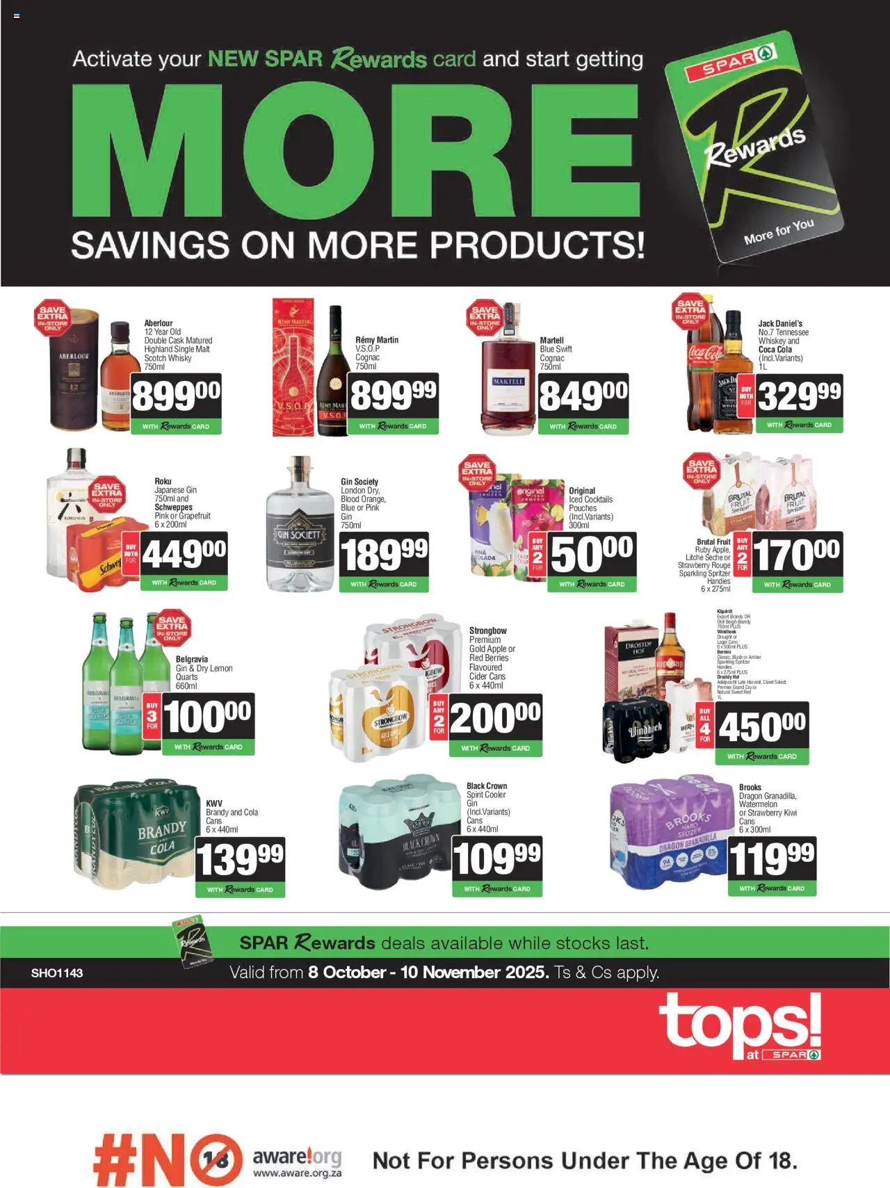 New Tops at Spar catalogue – valid from 08.10.2025 | Page: 1 | Products: Brandy, Cooler, Fruit, Lemon
