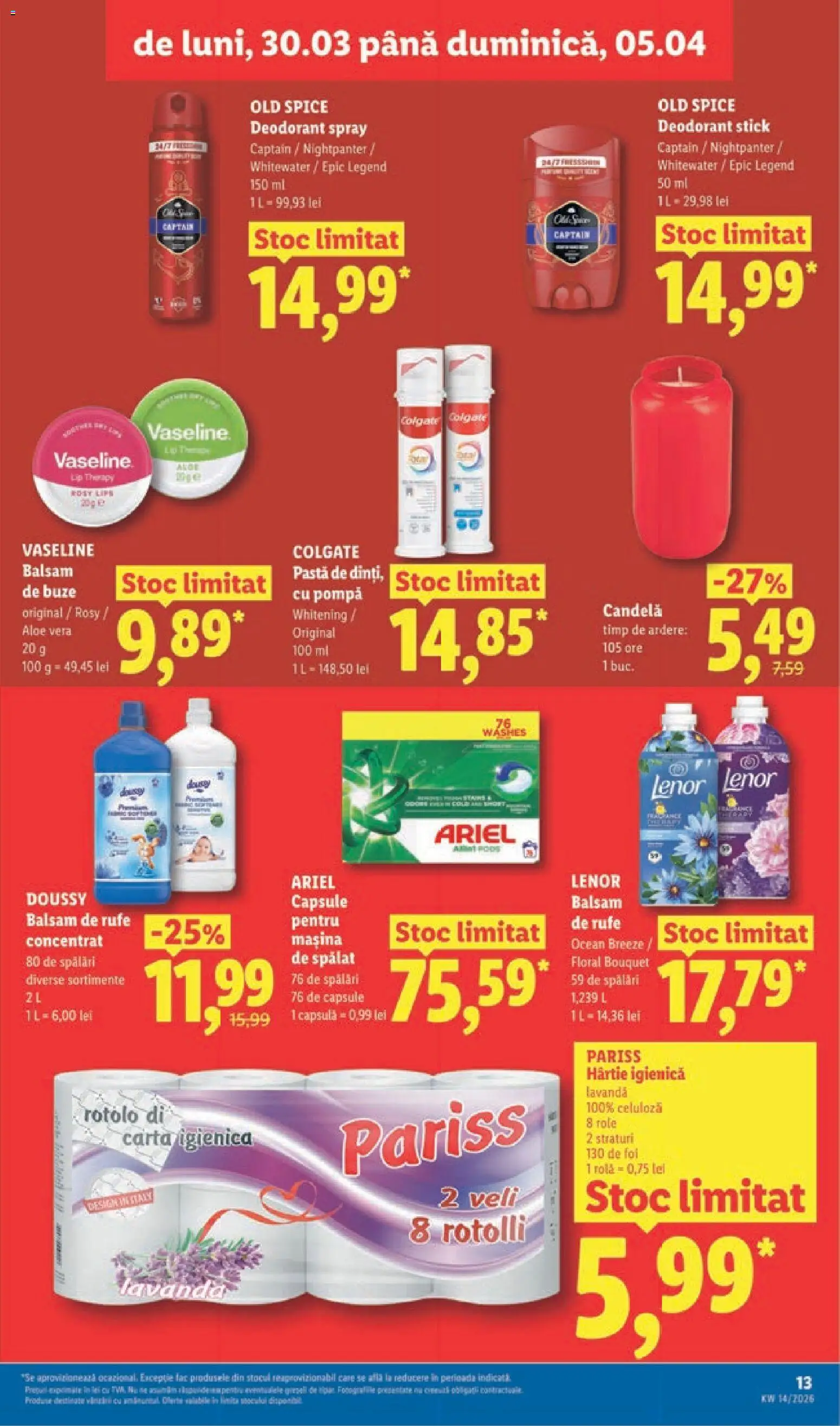 Noul catalog Lidl – valabil de la 30.03.2026 | Pagină: 13 | Produse: Aloe vera, Balsam, Deodorant, Detergent