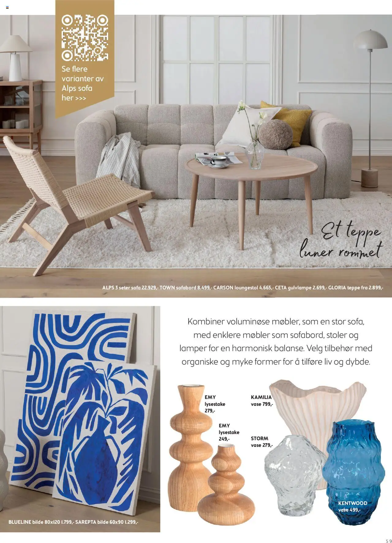 | Side: 59 | Produkter: Sofa, Teppe, Vase