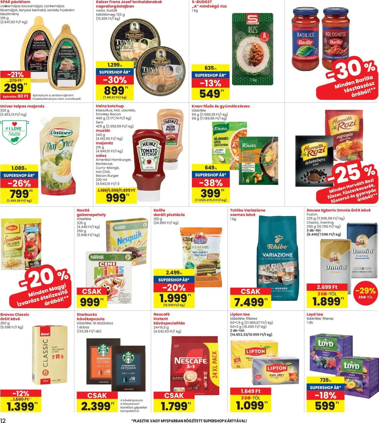 Interspar akciós ujság - amely érvényes a következő dátumtól: 26.02.2026 | Oldal: 12 | Termékek: Kávékapszula, Kávéfőző, Bacon, Nesquik
