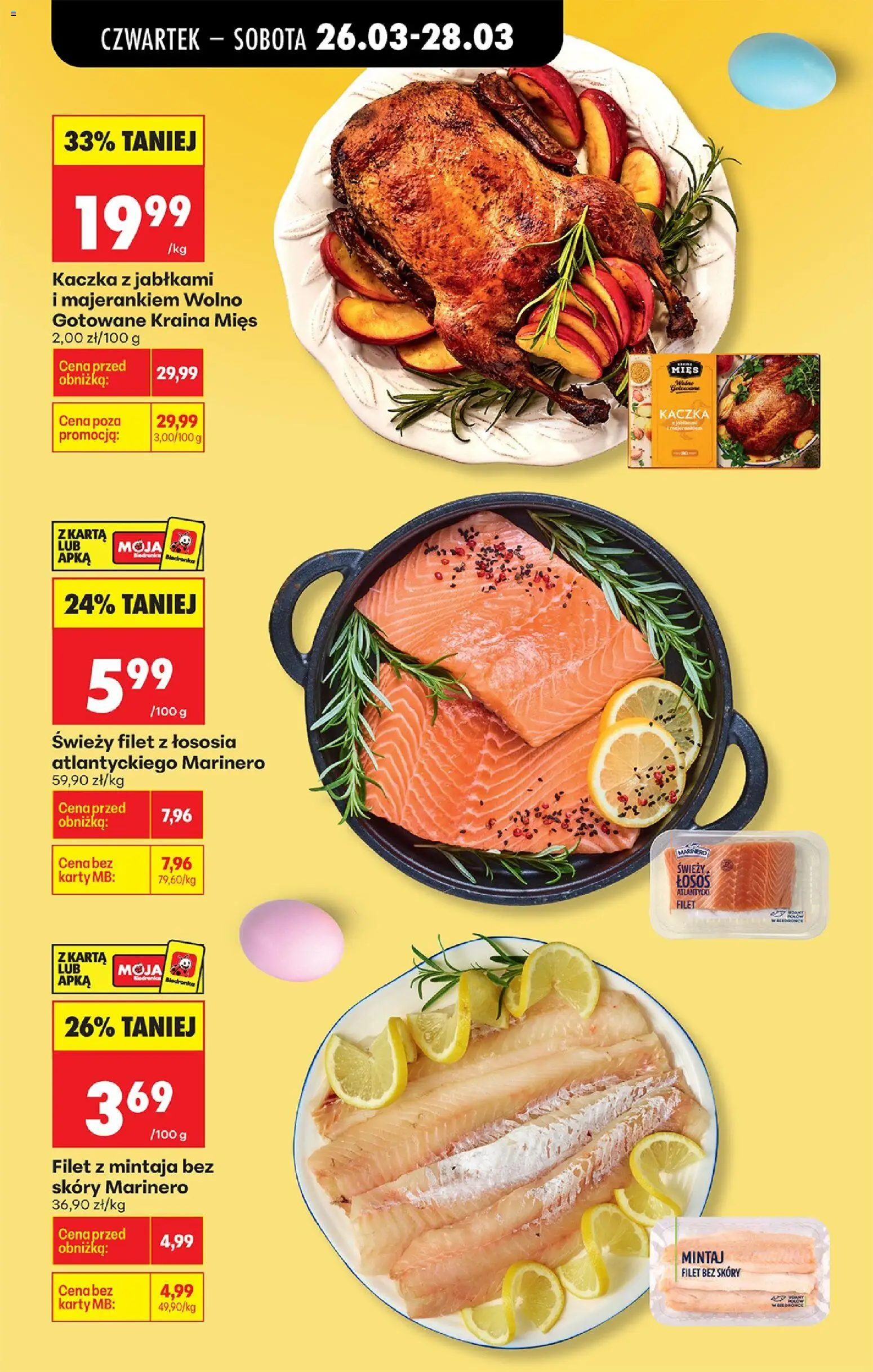 Biedronka gazetka od czwartku od 26.03.2026 | Strona: 9 | Produkty: Karta, Łosoś atlantycki, Mintaj, Łosoś