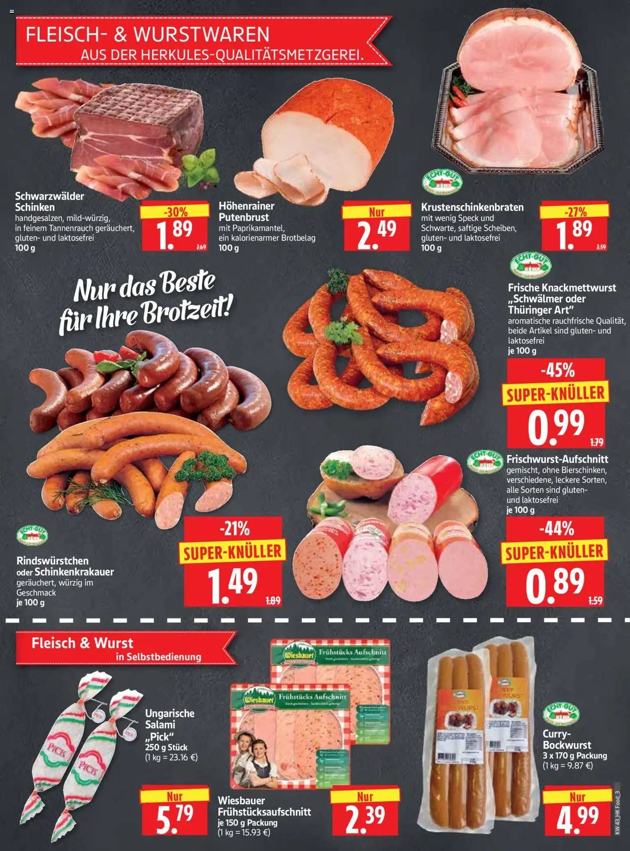 HERKULES Prospekt 	 – gültig ab 20.10.2025 | Seite: 3 | Produkte: Wurst, Salami, Schinken, Fleisch