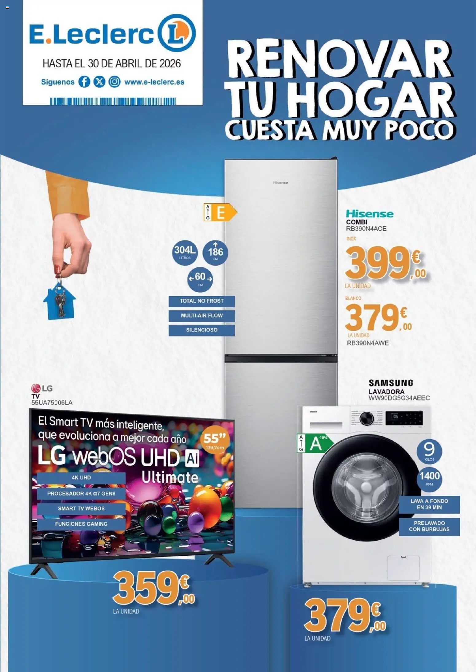 E.Leclerc folleto Renovar │ válido desde el 01.04.2026 | Página: 1 | Productos: Lavadora, Combi