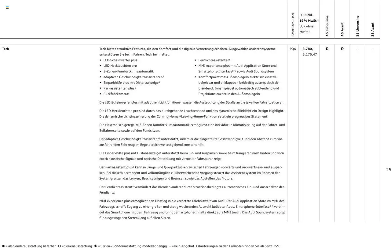 Audi A5 – gültig ab 09.01.2025 | Seite: 25 | Produkte: Soundsystem, Smartphone