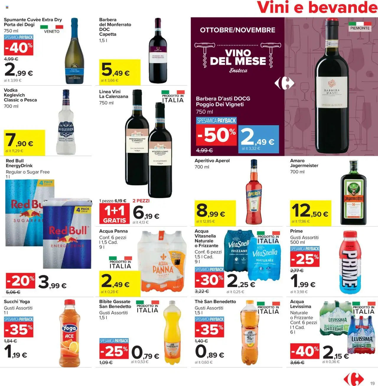 Volantino Carrefour del 20.10.2025 | Pagina: 19 | Prodotti: Acqua Panna, Vodka, Enoteca, Amaro
