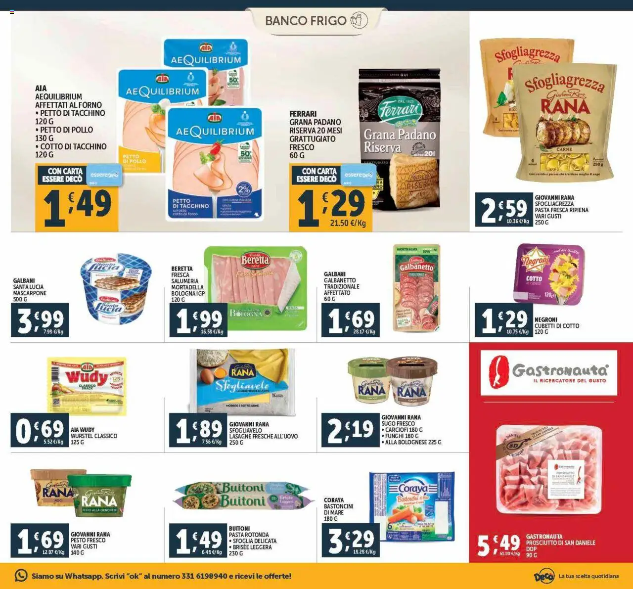 Volantino Decò del 12.09.2025 | Pagina: 9 | Prodotti: Pollo, Pasta, Funghi, Mortadella