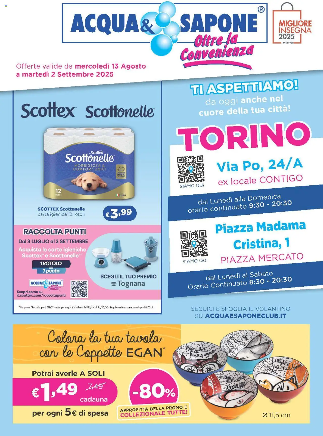 Volantino Acqua e Sapone del 13.08.2025 | Pagina: 1 | Prodotti: Carta igienica, Sapone