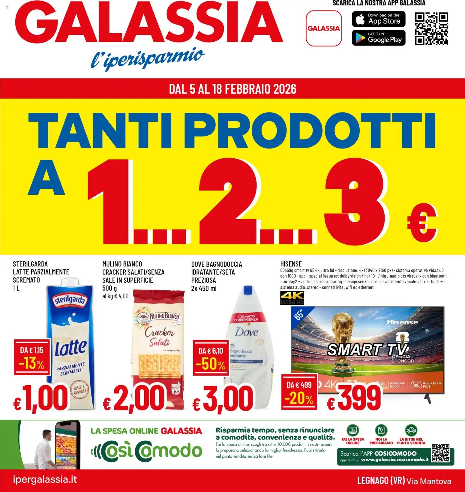 Volantino Galassia del 05.02.2026 | Pagina: 1 | Prodotti: smart TV, Latte, TV, Audio