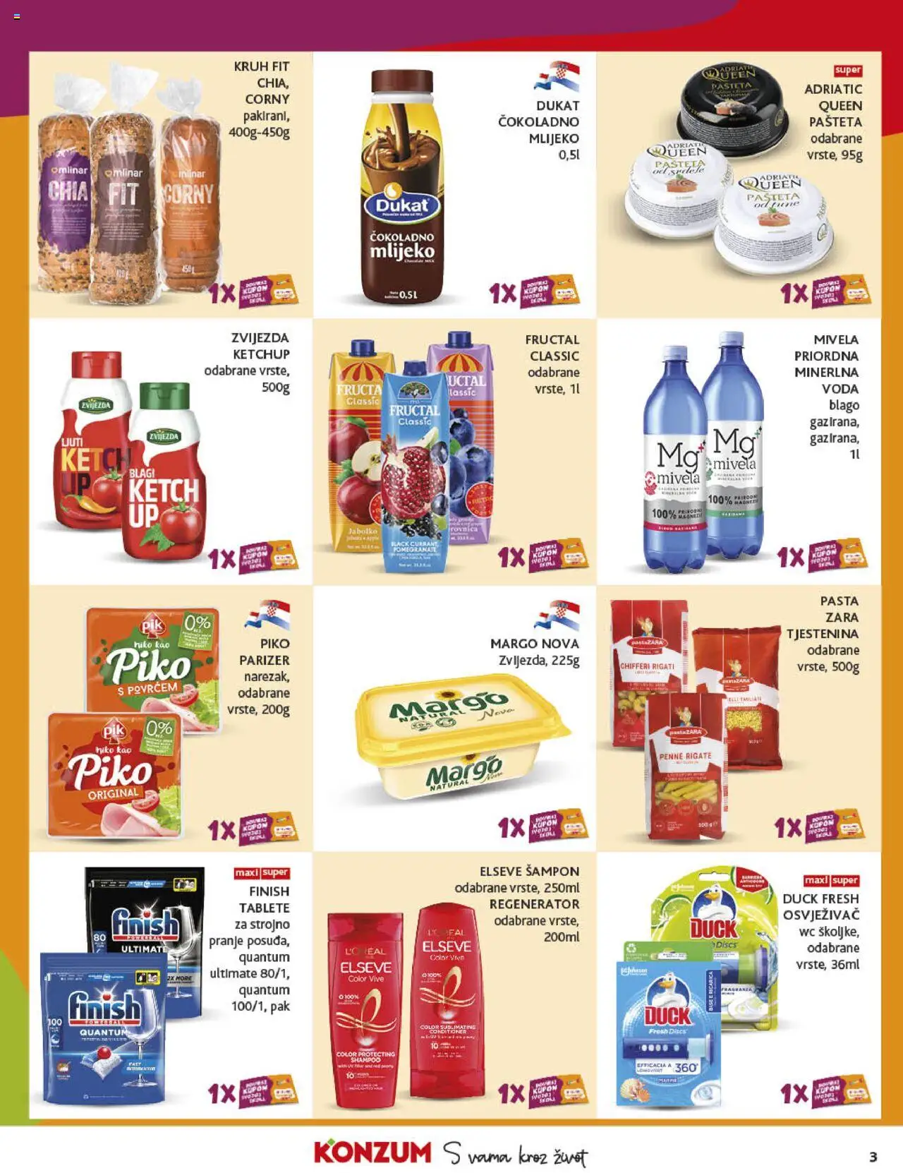 Konzum HR akciós ujság - amely érvényes a következő dátumtól: 10.09.2025 | Oldal: 3 | Termékek: WC, Penne, Sampon, Ketchup