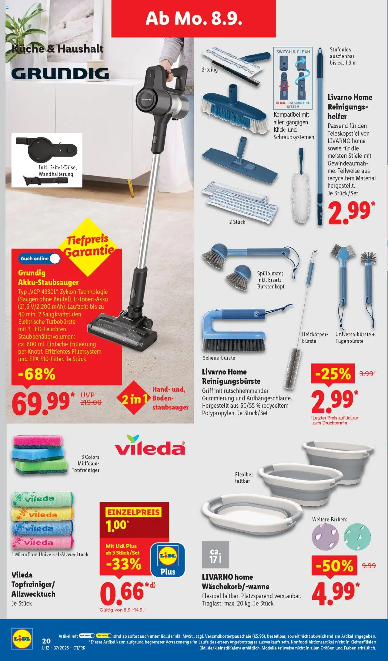 Lidl Prospekt Grimma	 - gültig ab dem 08.09.2025 | Seite: 14 | Produkte: Staubsauger, Heizkörper, Bürste