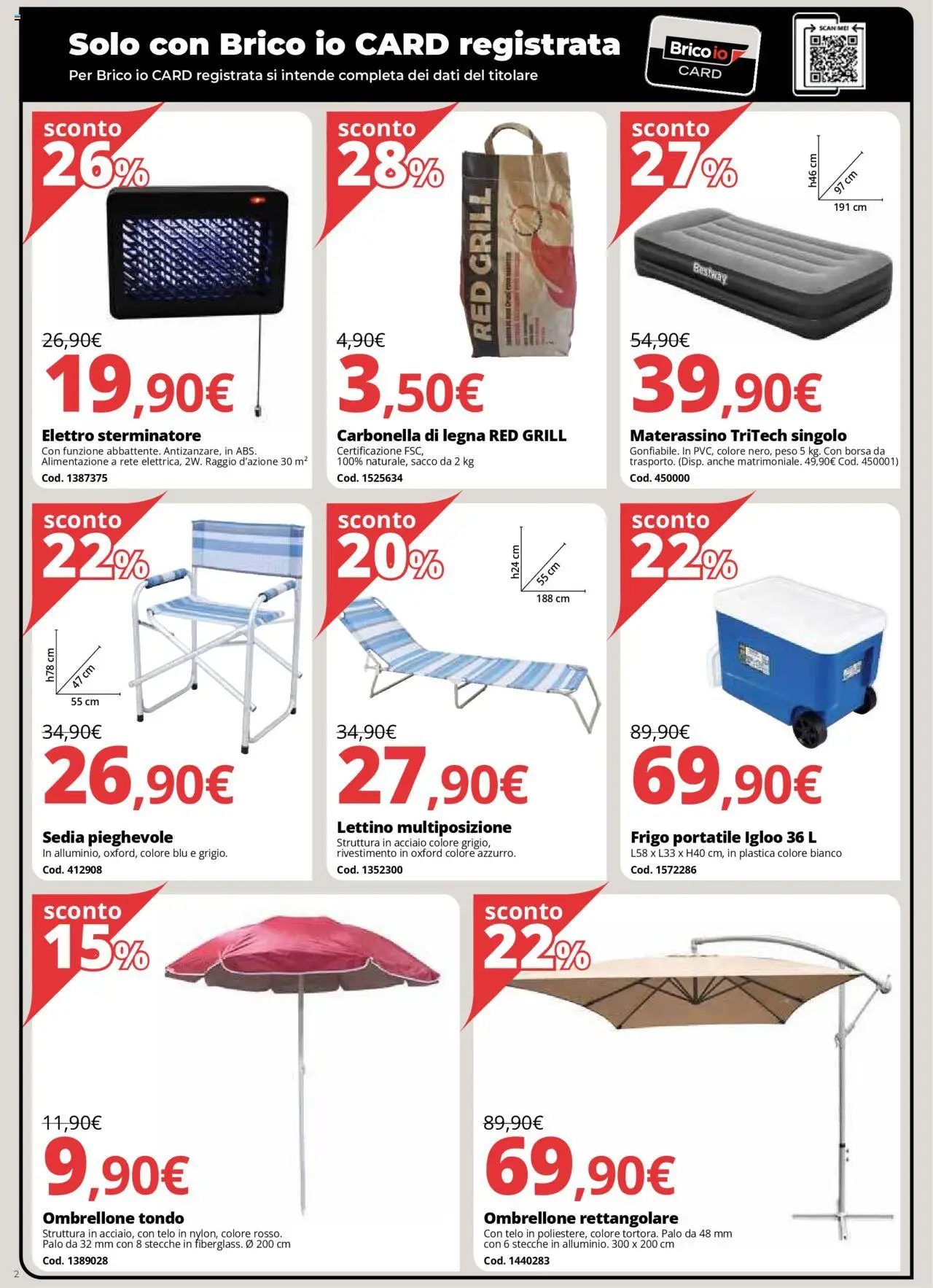 Volantino Brico io del 31.07.2025 | Pagina: 2 | Prodotti: Ombrellone, Frigo portatile, Borsa, Sedia