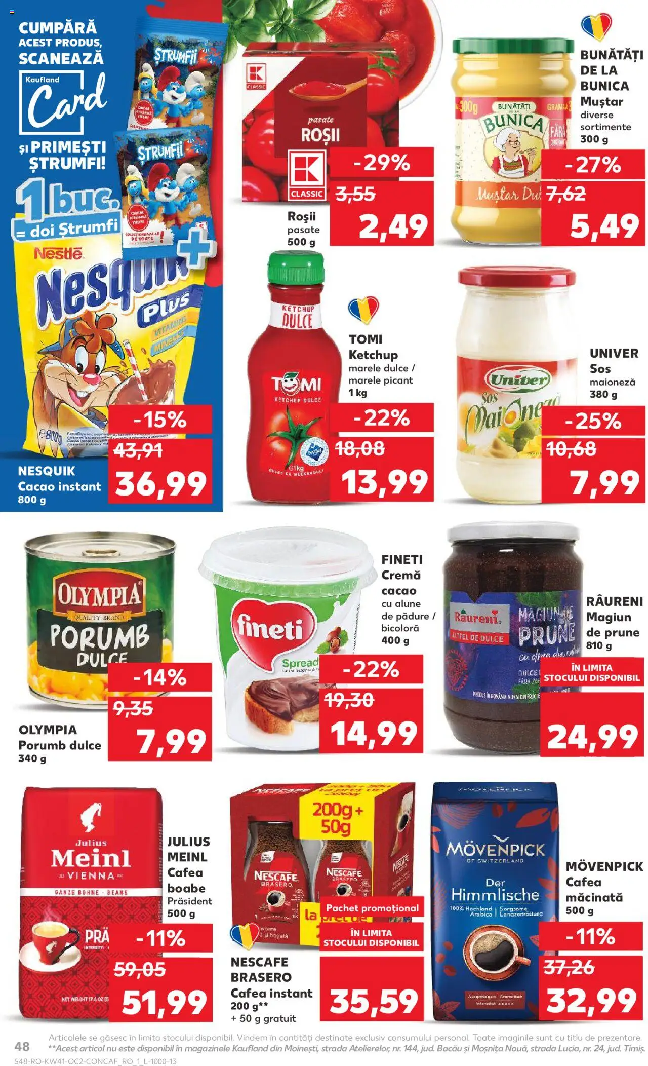 Kaufland RO akciós ujság - amely érvényes a következő dátumtól: 08.10.2025 | Oldal: 48 | Termékek: Nescafé, Nesquik, Ketchup, Mustár