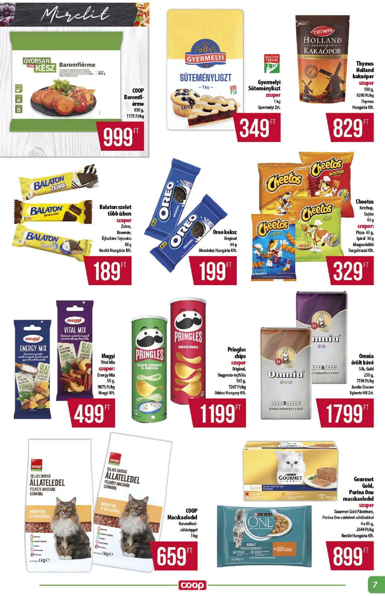 COOP akciós ujság - amely érvényes a következő dátumtól: 19.03.2026 | Oldal: 7 | Termékek: Macskaeledel, Cheetos, Ketchup, Keksz