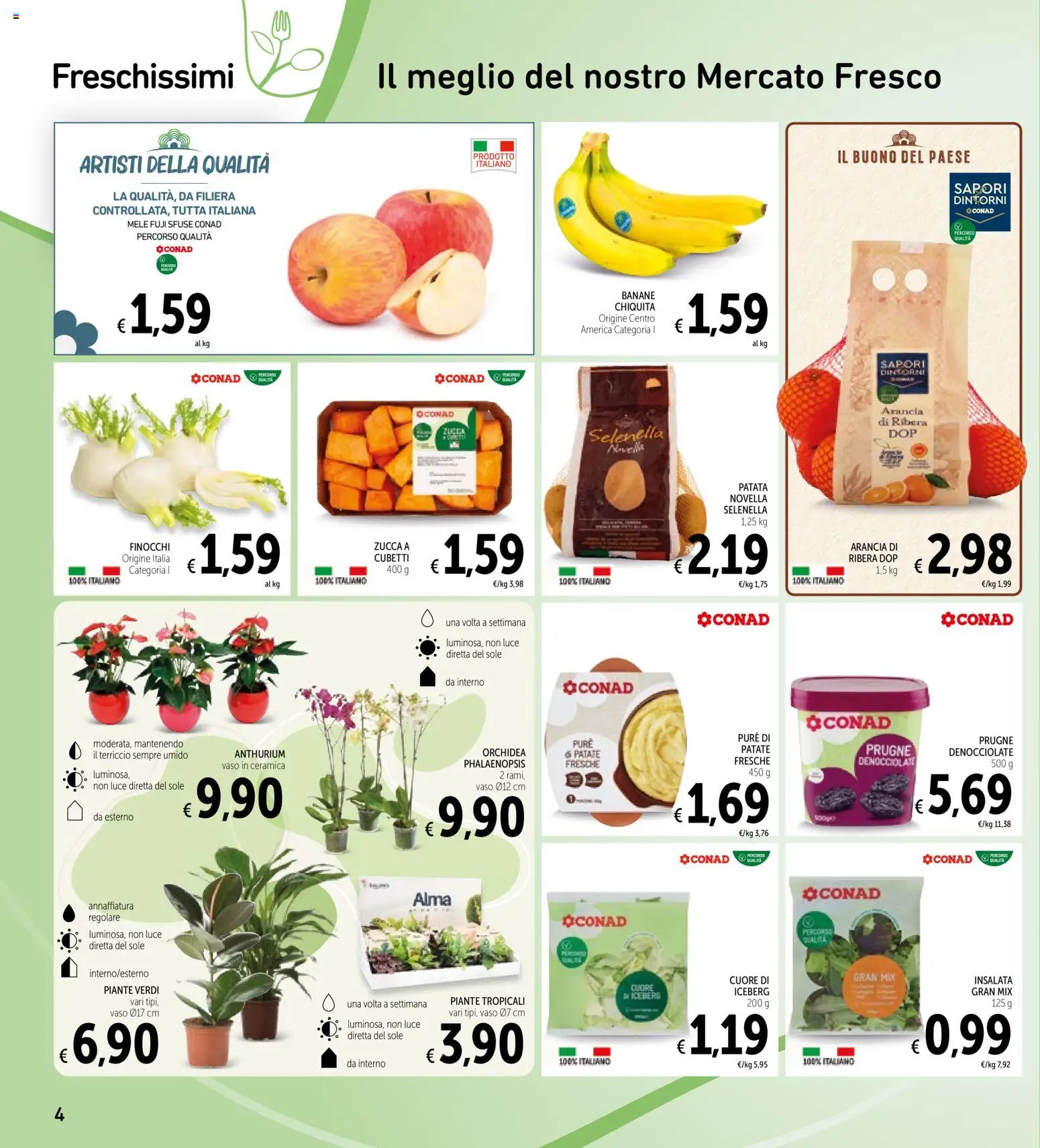 Volantino Spazio Conad del 20.01.2026 | Pagina: 4 | Prodotti: Mele, Patate, Finocchi, Orchidea