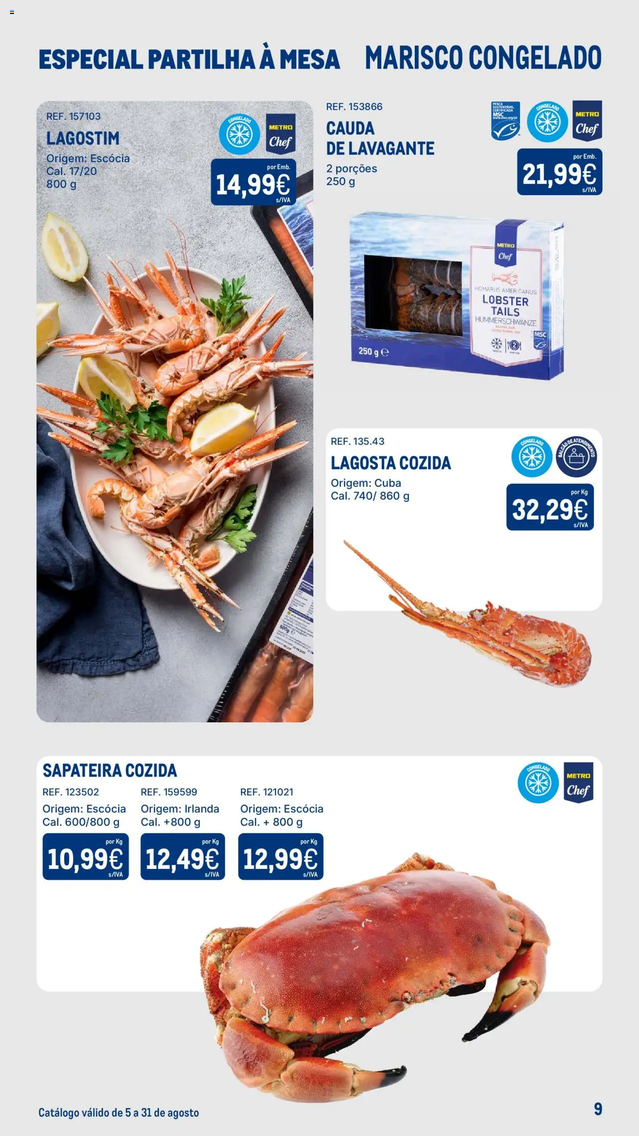 Makro - Especial Partilha à Mesa │ válido de 05.08.2025 | Página: 9 | Produtos: Lagosta, Mesa, Sapateira