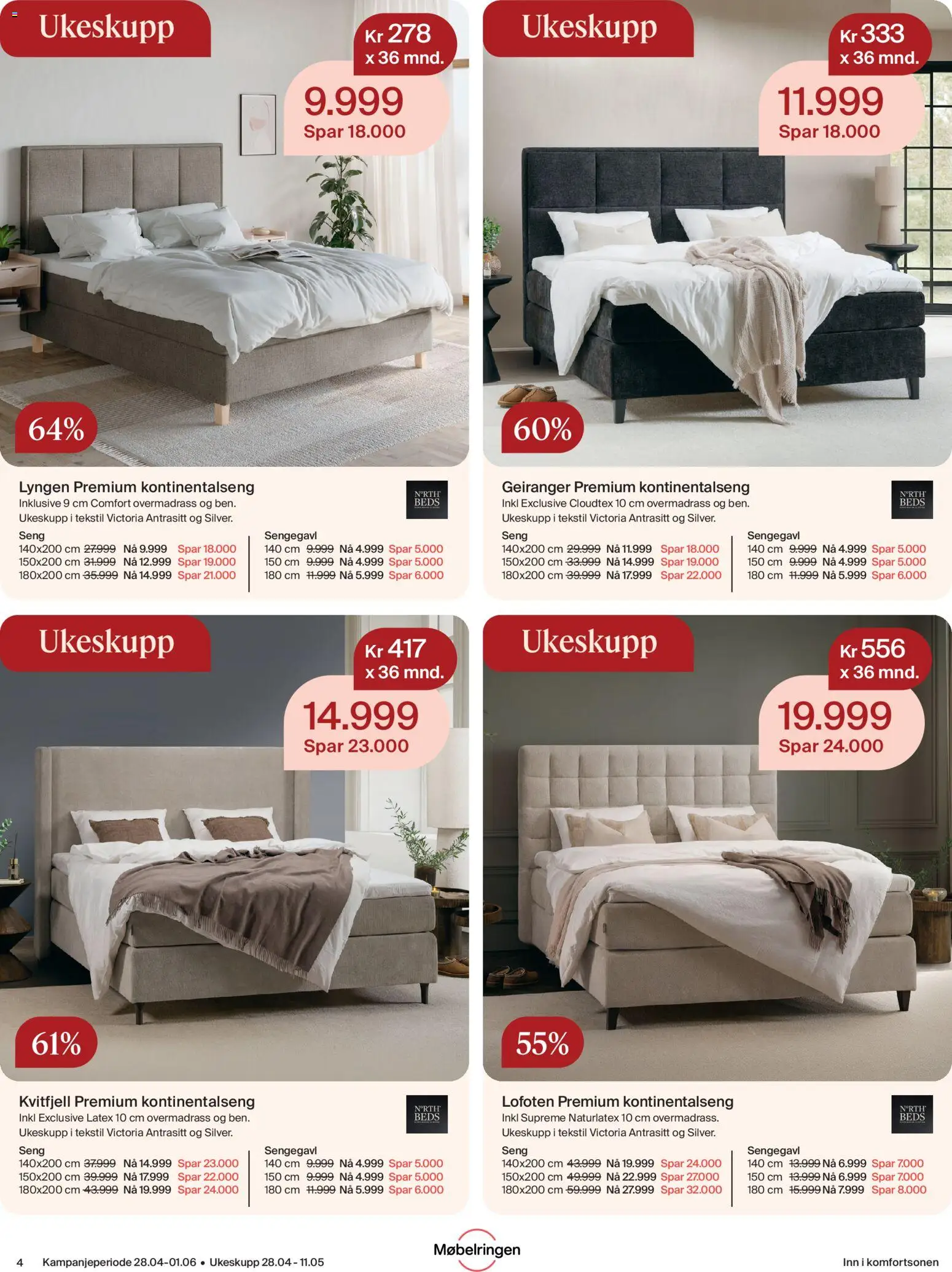 {H1} | Side: 4 | Produkter: Overmadrass, Kontinentalseng, Seng, Sengegavl