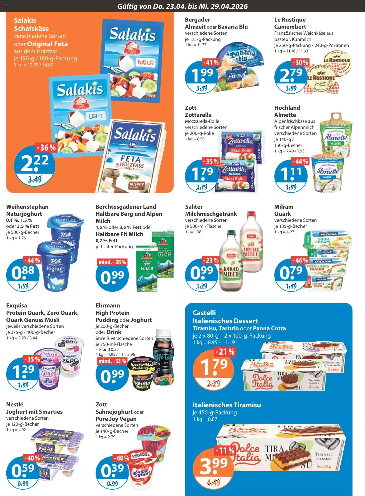 V-Markt Schwaben / Oberbayern – gültig ab 23.04.2026 | Seite: 6 | Produkte: Almette, Feta, Exquisa, Milram