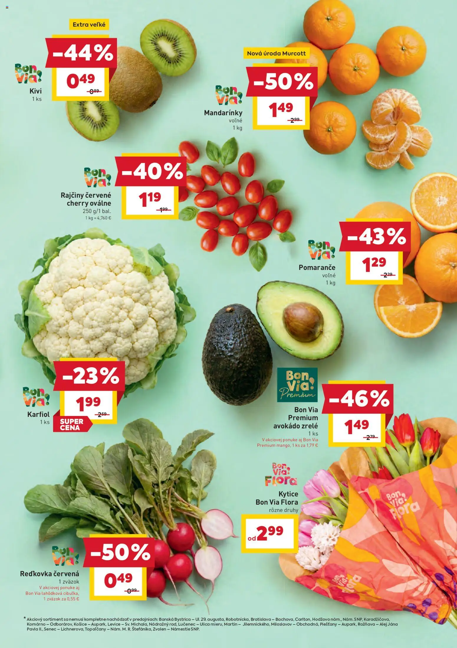 Nové Billa akcie – leták je platný od 28.01.2026 | Strana: 5 | Produkty: Pomaranče, Karfiol, Mandarinky, Avokádo