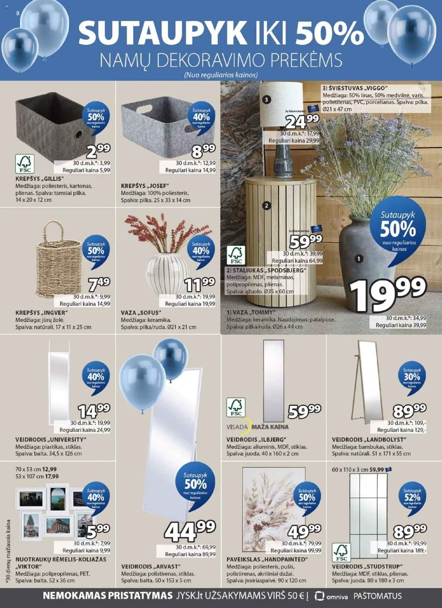 JYSK akcijos nuo 14.04.2026 | Puslapis: 8 | Prekių: Paveikslas, Krepšys, Veidrodis, Vaza