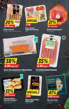 Denner Aktionen ab 19.08.2025 | Seite: 7 | Produkte: Gouda, Räucherlachs, Salami, Pizza
