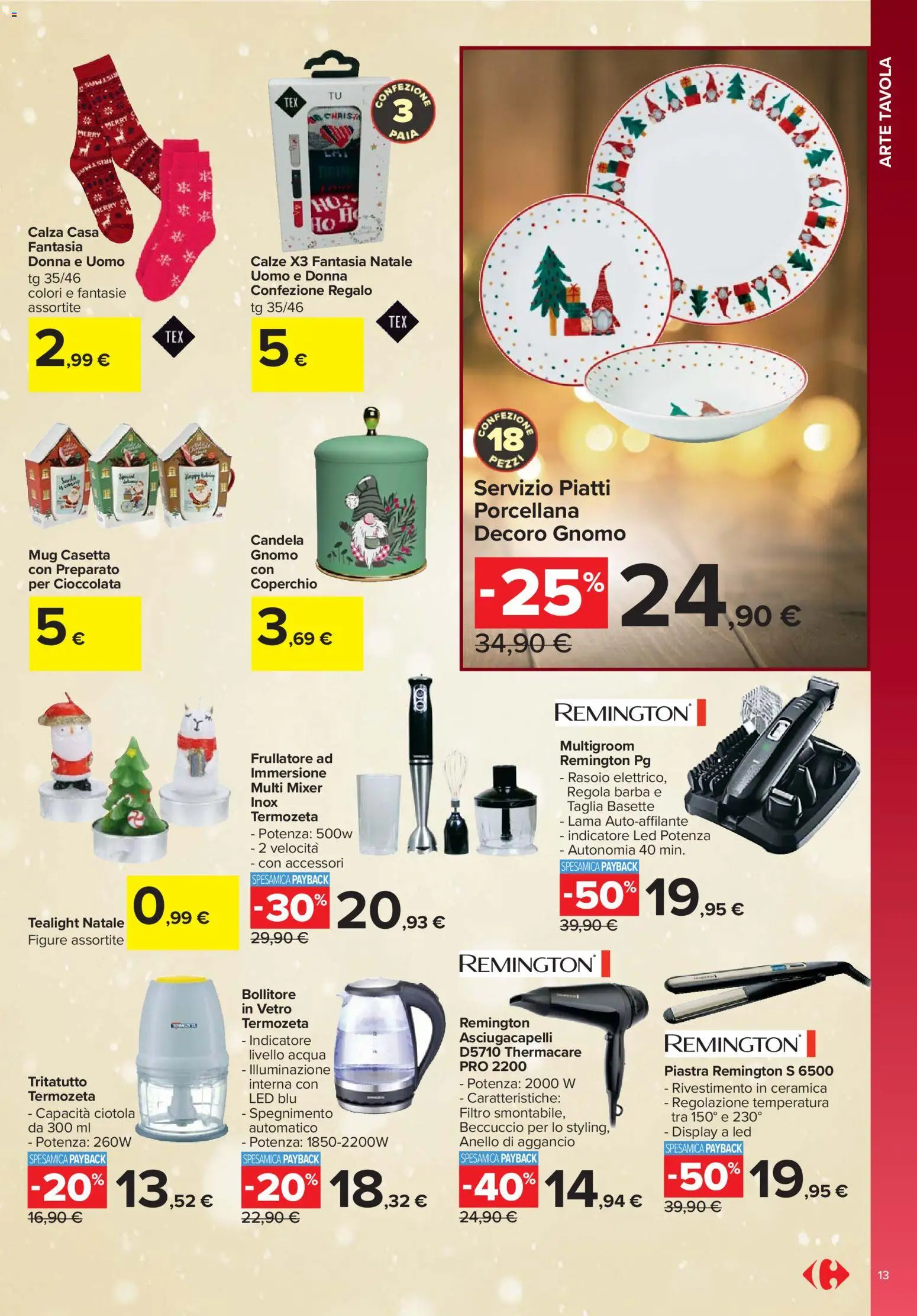 Volantino Carrefour del 13.11.2025 | Pagina: 13 | Prodotti: Rasoio, Anello, Mixer, Asciugacapelli