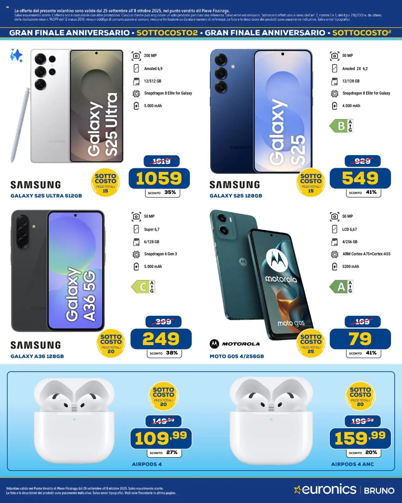 Volantino Euronics del 25.09.2025 | Pagina: 2 | Prodotti: Samsung Galaxy, Airpods, Samsung