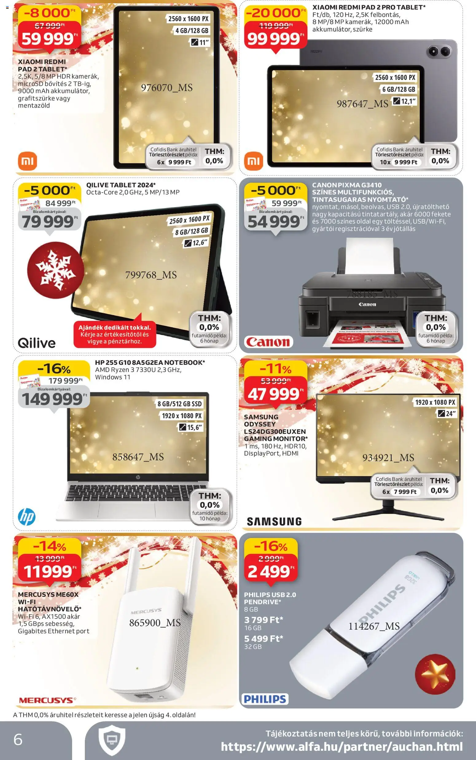 Auchan akciós ujság - amely érvényes a következő dátumtól: 06.11.2025 | Oldal: 6 | Termékek: SSD, Tablet, Xiaomi, Samsung