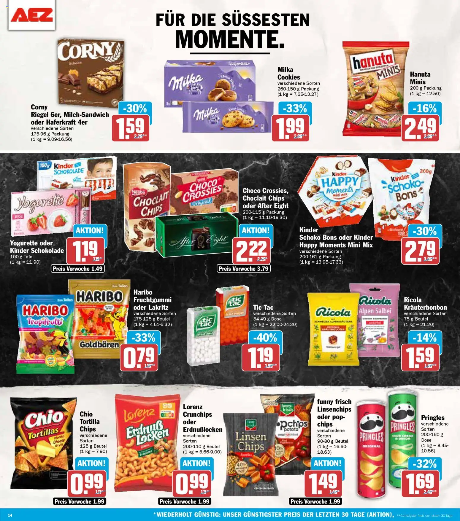 AEZ Prospekt 	 – gültig ab 29.12.2025 | Seite: 14 | Produkte: Haribo, Yogurette, Funny frisch, Chips