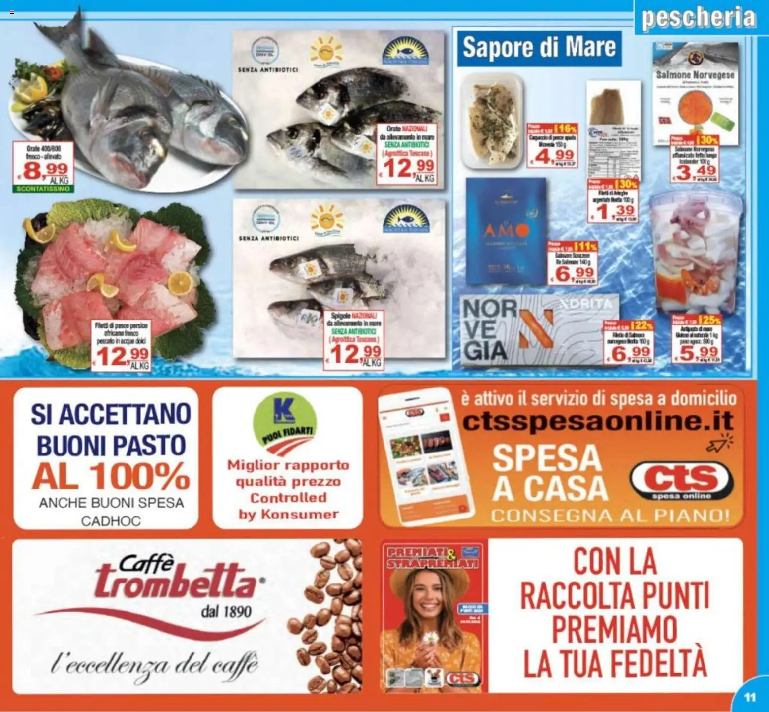 Volantino CTS del 25.02.2026 | Pagina: 11 | Prodotti: Caffè, Salmone, Pesce, Pesce spada