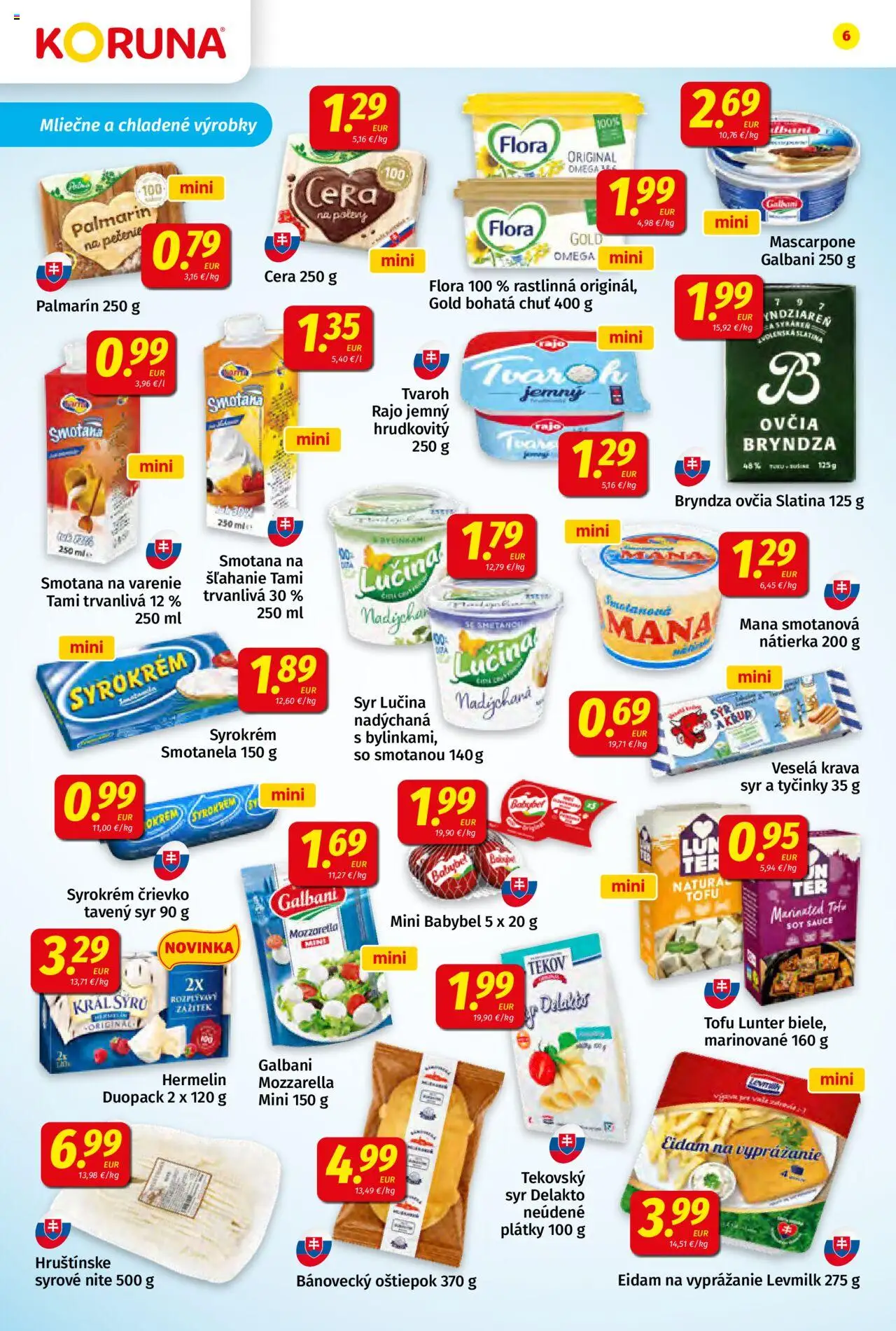 Koruna leták │ platný od 04.07.2025 | Strana: 6 | Produkty: Palmarin, Bryndza, Tvaroh, Mascarpone