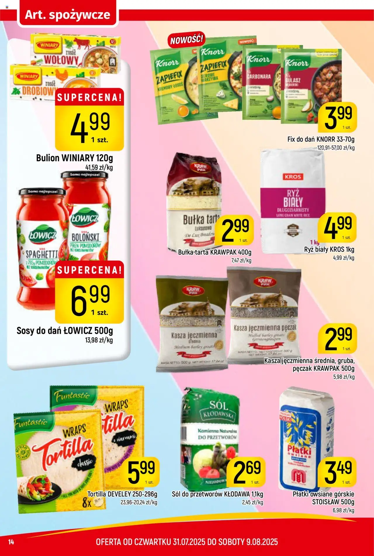 Piotruś Pan Gazetka od 31.07.2025 | Strona: 14 | Produkty: Tortilla, Łosoś, Gulasz, Sól