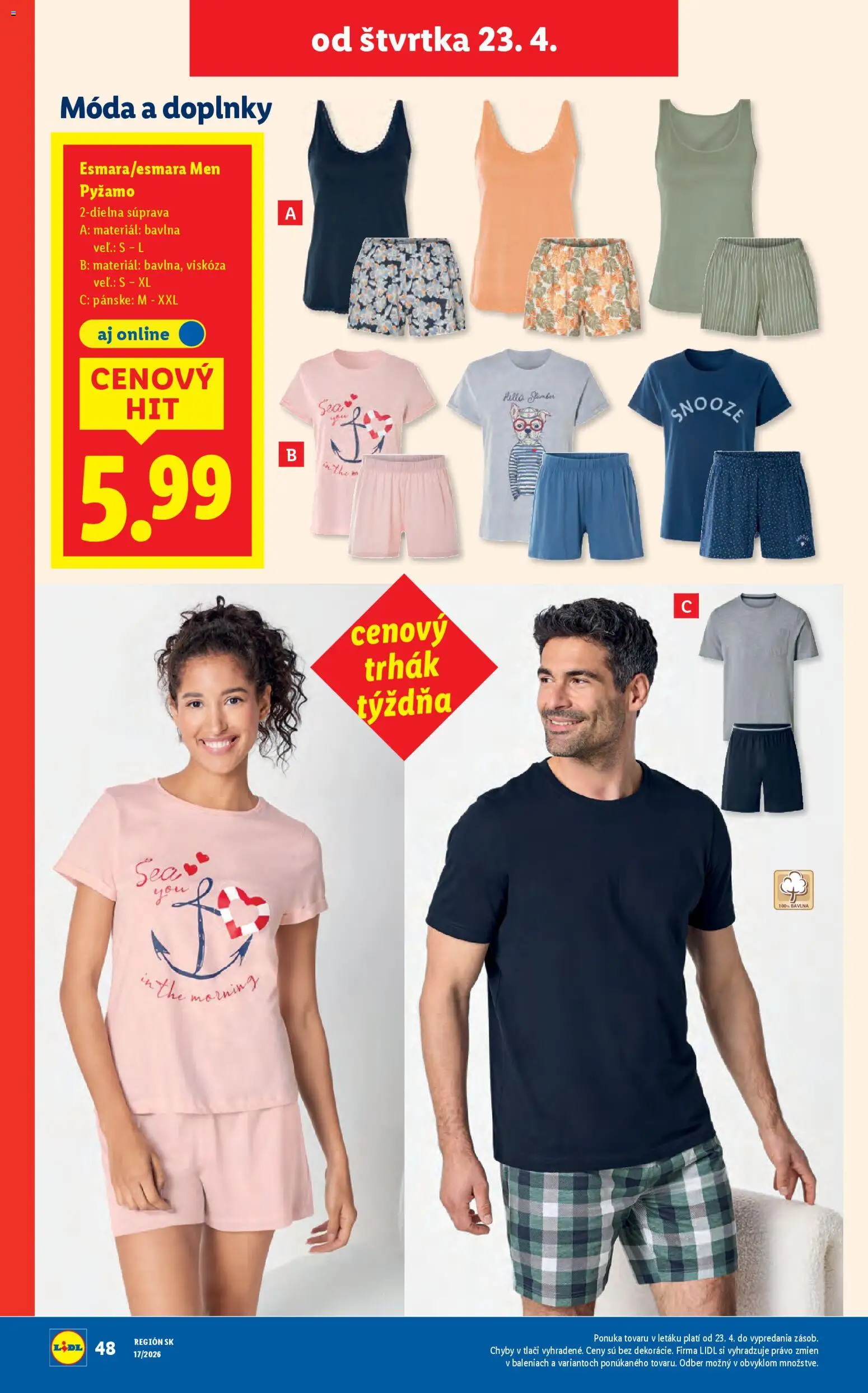 Nové Lidl akcie – leták je platný od 20.04.2026 | Strana: 86 | Produkty: Pyžamo