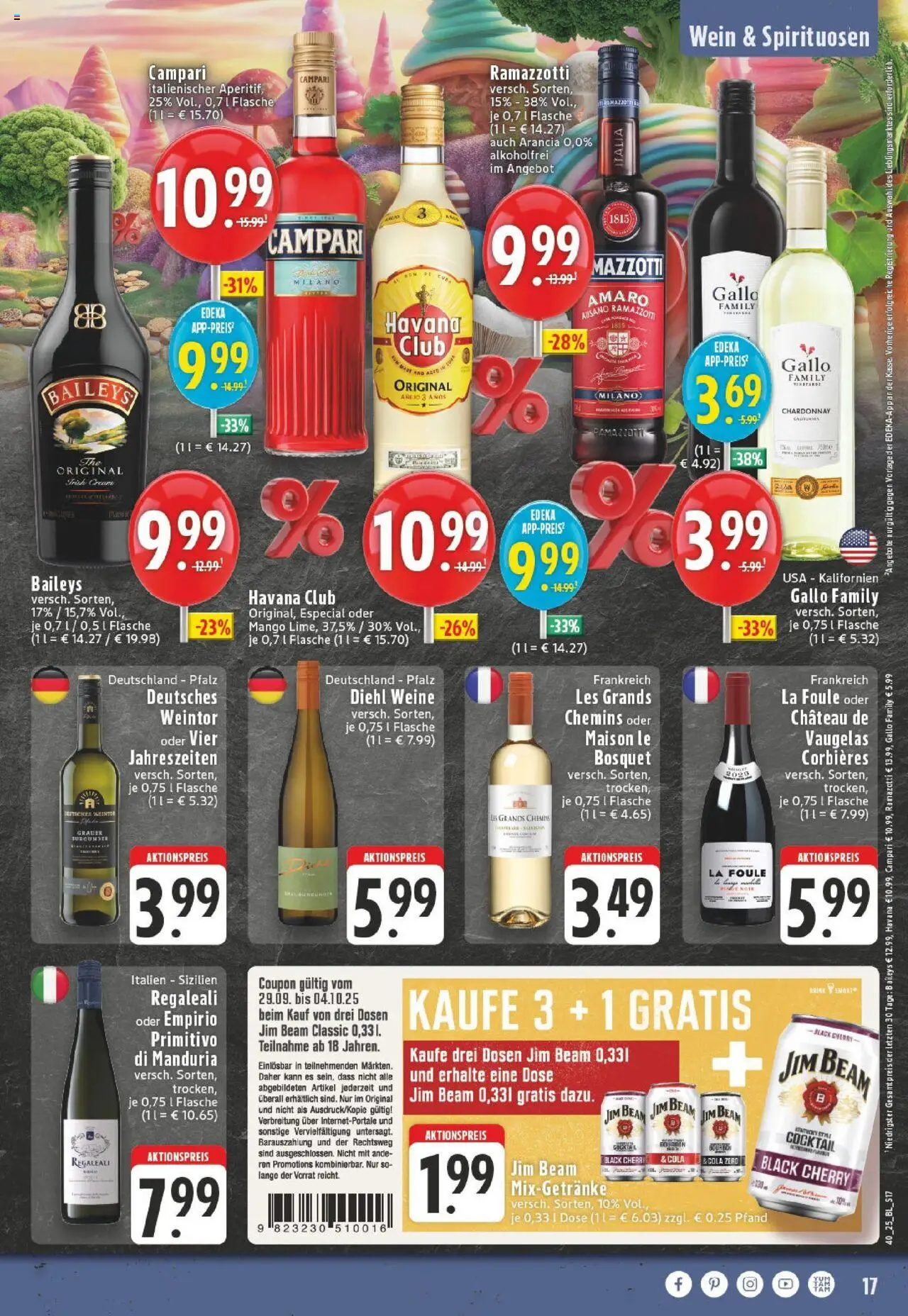 Edeka prospekt Schalksmühle	 – gültig ab 28.09.2025 | Seite: 17 | Produkte: Havana club, Cola, Campari, Ramazzotti