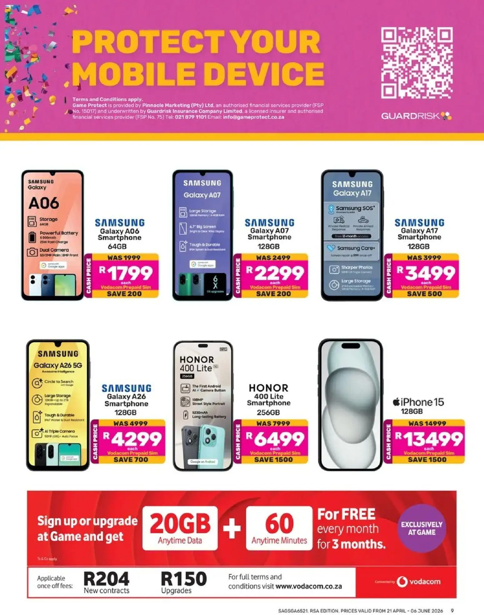 New Game catalogue – valid from 21.04.2026 | Page: 9 | Products: Data, Sim, Smartphone, Battery