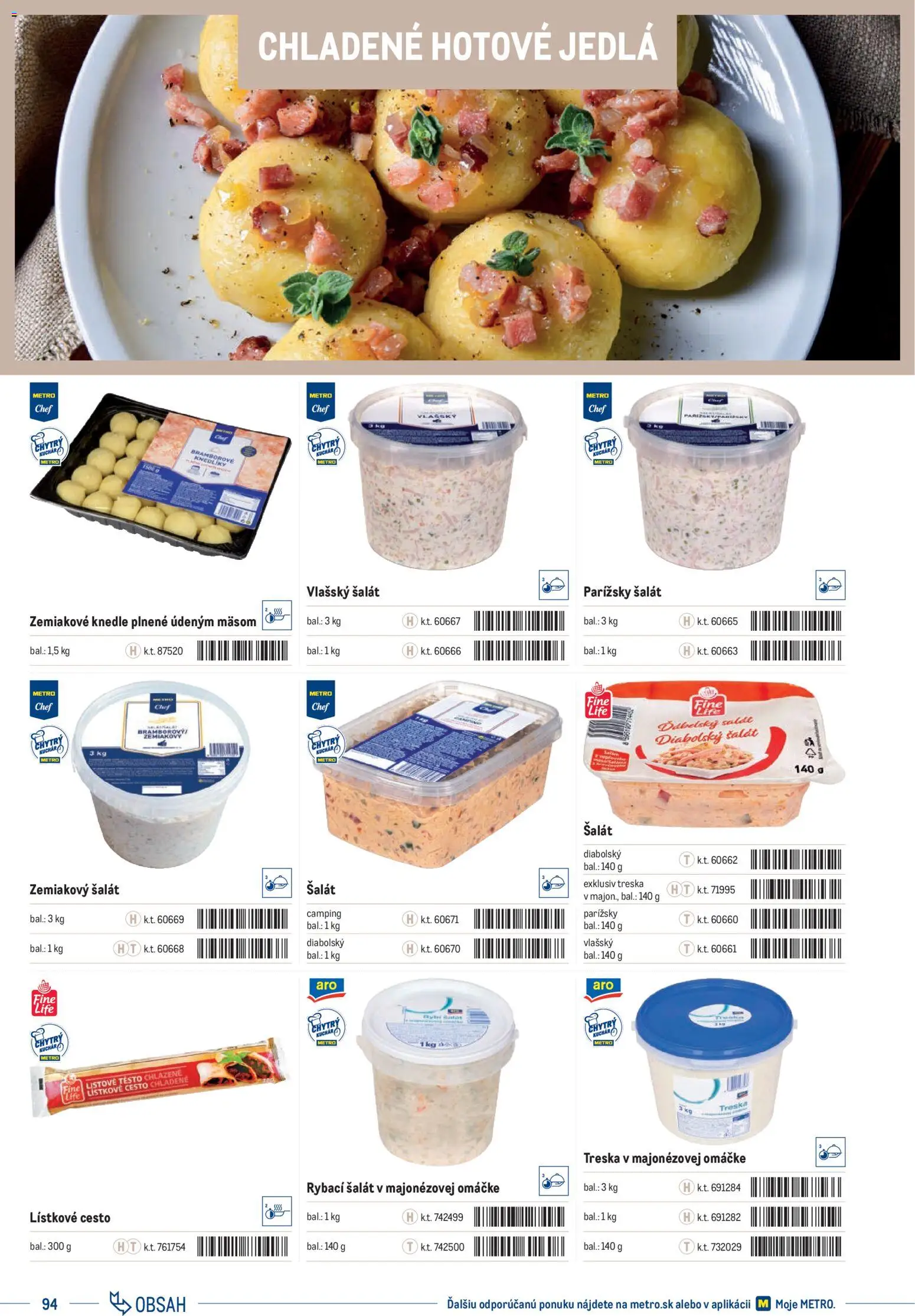 Nové Metro akcie – leták je platný od 01.01.2025 | Strana: 94 | Produkty: Lístkové cesto, Šalát, Treska