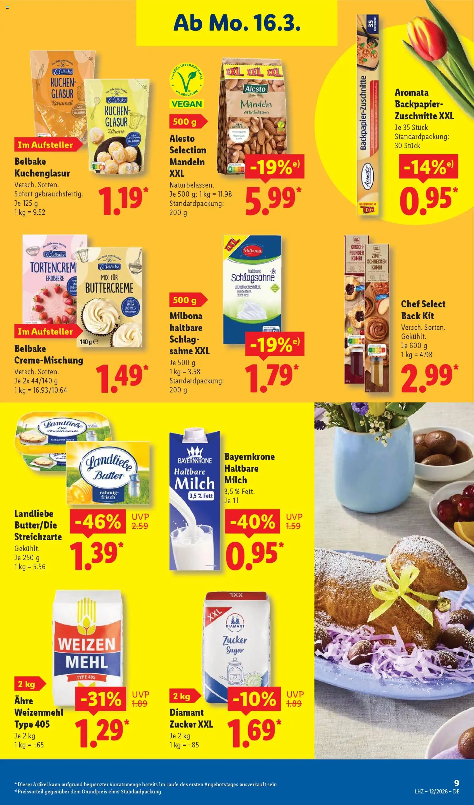 Lidl Prospekt – gültig ab 16.03.2026 | Seite: 19 | Produkte: Milch, Butter, Zucker, Kuchen
