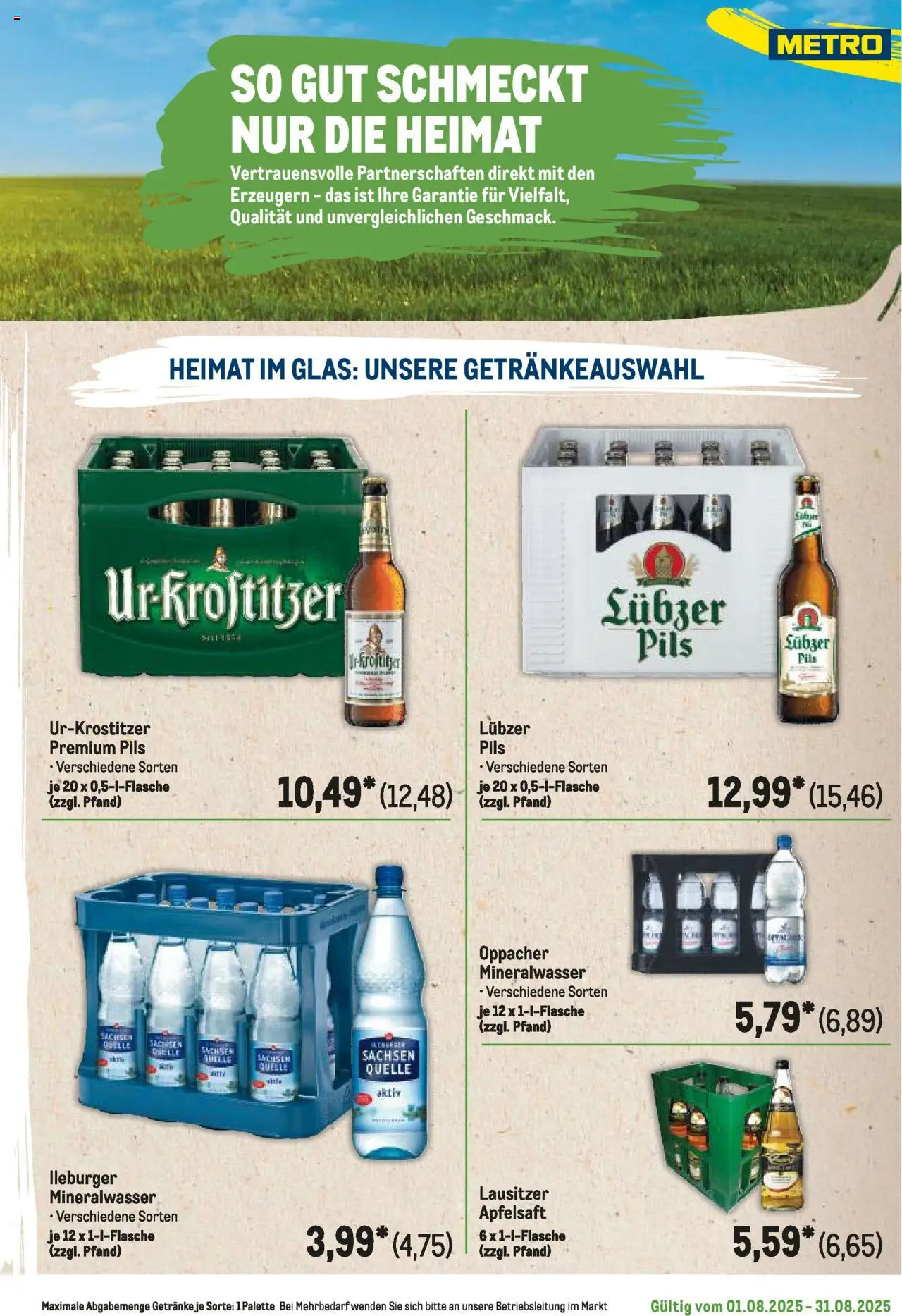 Metro Regionaler Flyer - gültig ab dem 01.08.2025 | Seite: 121 | Produkte: Pils, Apfelsaft, Mineralwasser, Lubzer