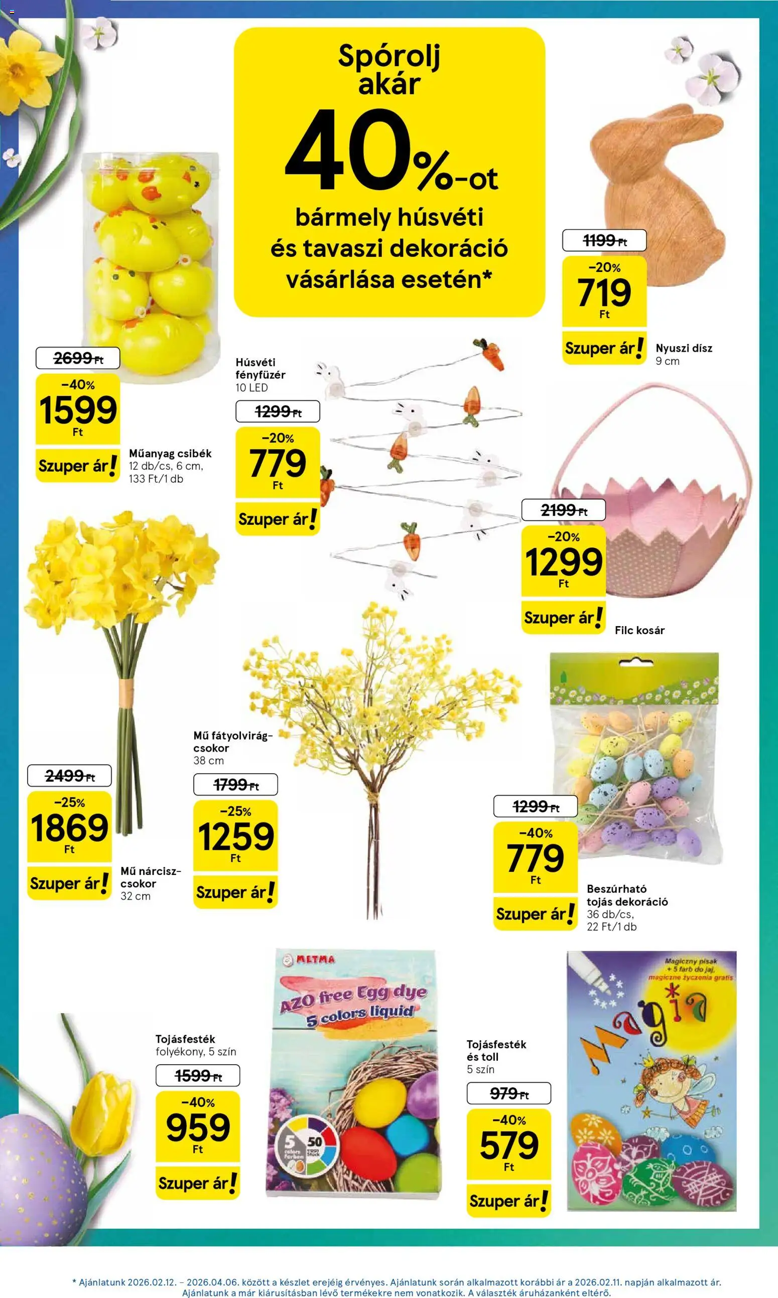 Tesco akciós ujság - amely érvényes a következő dátumtól: 26.03.2026 | Oldal: 13 | Termékek: Fényfüzér, Tojásfesték, Tojás, Dekoráció