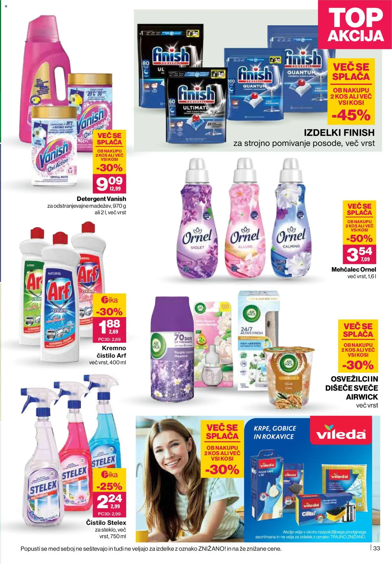 Novi Mercator katalog ponudbe – veljaven od 29.01.2026 | Stran: 33 | Izdelki: Mehčalec, Kos, Detergent, Rokavice