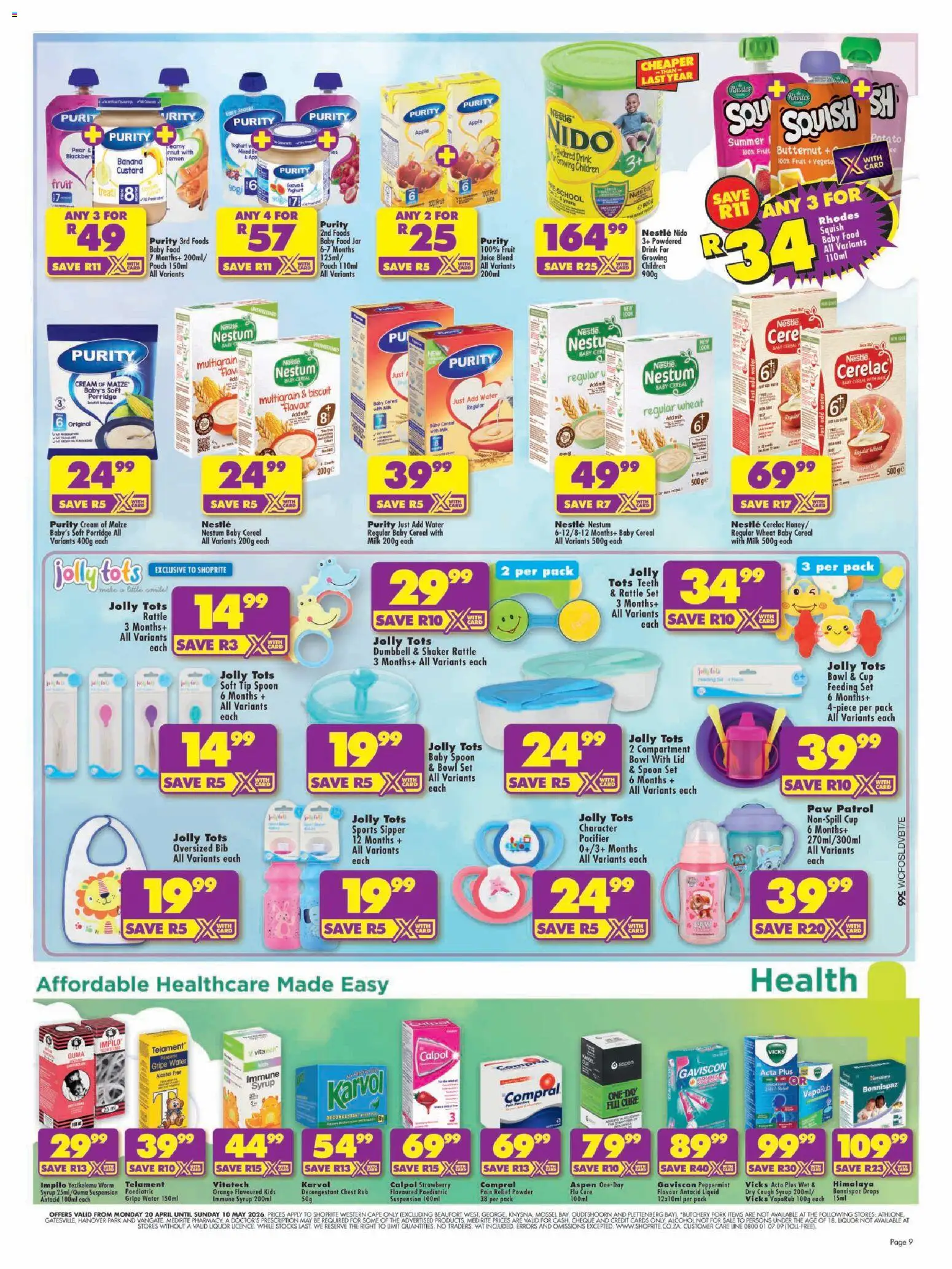 New Shoprite catalogue – valid from 20.04.2026 | Page: 9 | Products: Bowl, Yoghurt, Milk, Powder