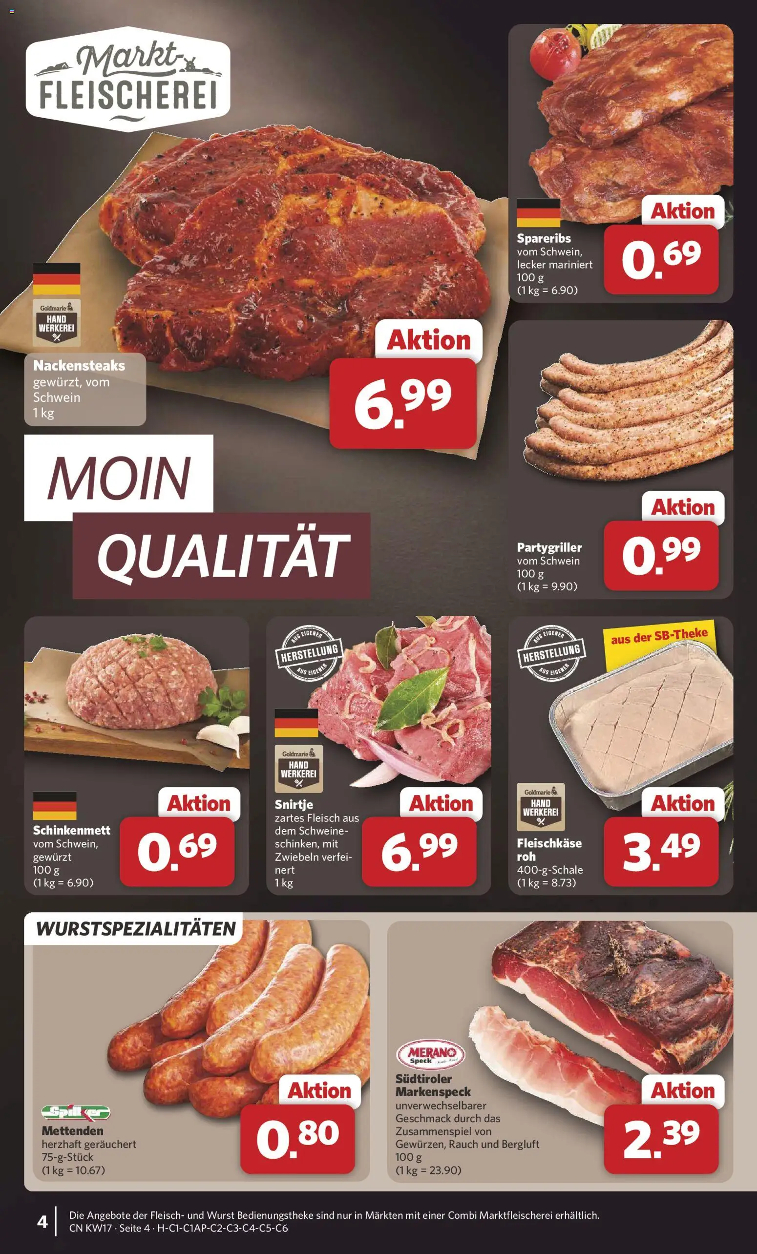 Combi Prospekt 	 – gültig ab 20.04.2026 | Seite: 4 | Produkte: Nackensteaks, Zwiebeln, Wurst, Fleisch
